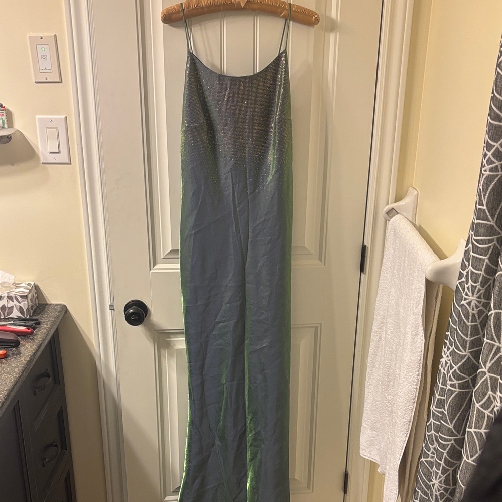 VINTAGE IN PERFECT CONDITION Elegant violet and Green Maxi Dress